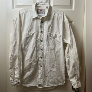 Levi’s vintage 90s white button up oversized overshirt shirt Medium